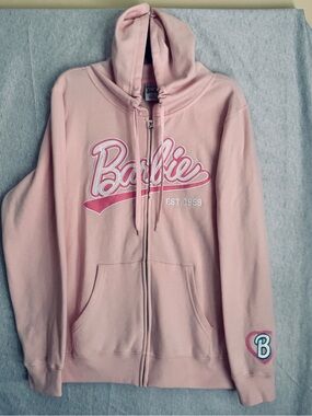 Box Lunch Barbie Full Zip Hoodie Jacket Soft Pink Barbie Women Size Medium